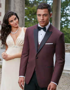 'Marbella' Burgundy Tuxedo by Ike Behar