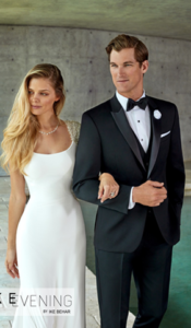 Bride and groom in formal wedding attire.
