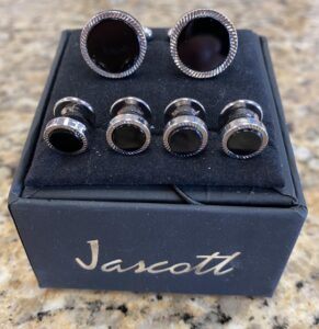 Black onyx cufflinks and studs set.