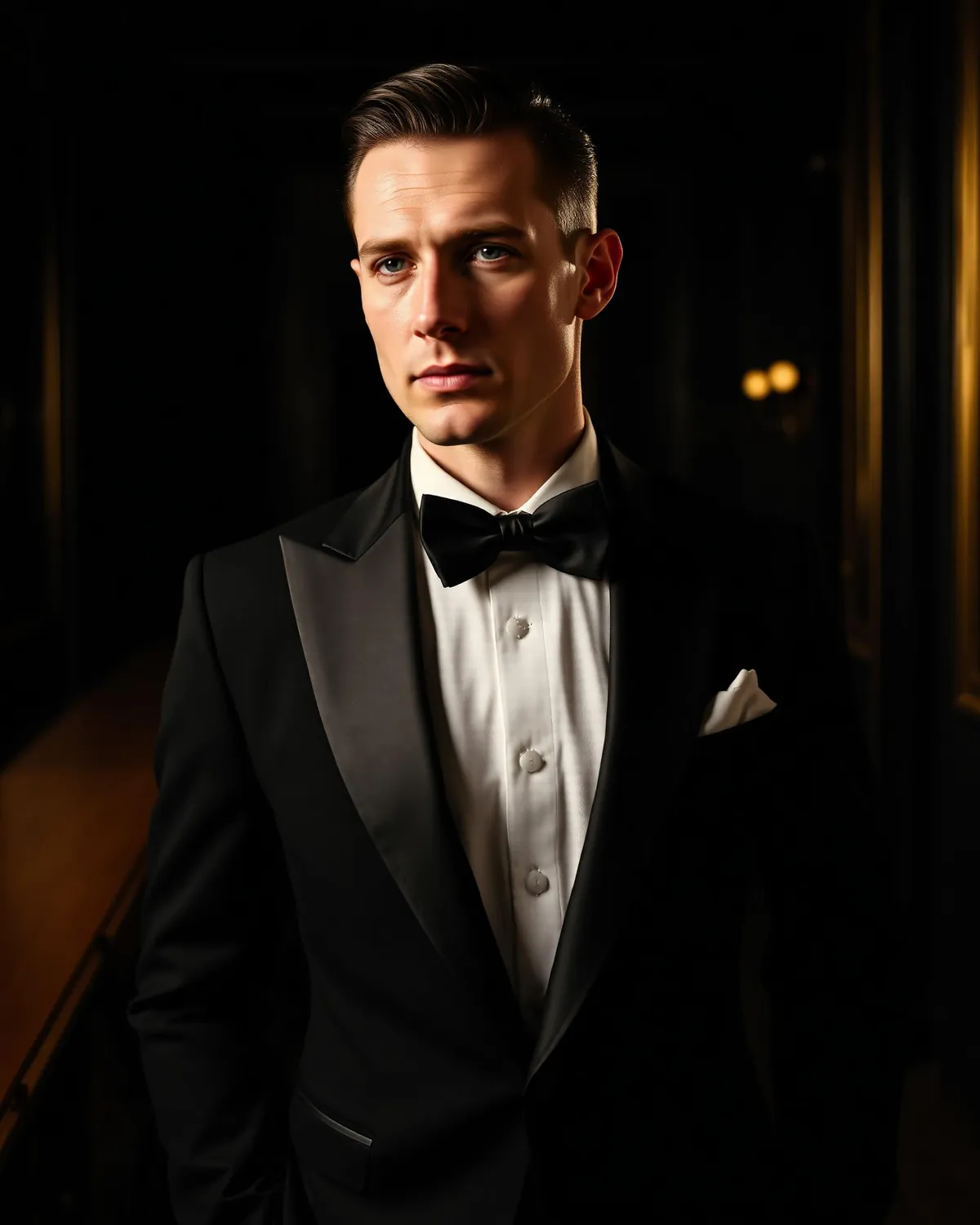 Black tuxedo with satin lapels