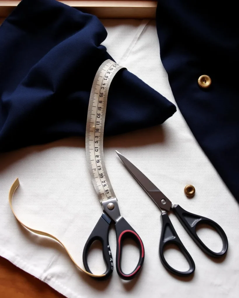 A tuxedo being measured
